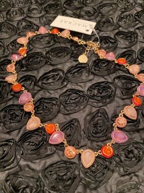MarcRae Pink & Red Teardrop Statement Necklace